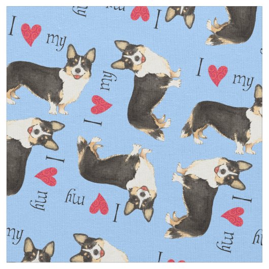 Ich Liebe mein Cardigan Welsh Corgi Stoff (Nahaufnahme)