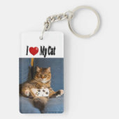 Ich Liebe mein Cat-Foto Schlüsselanhänger (Rückseite)