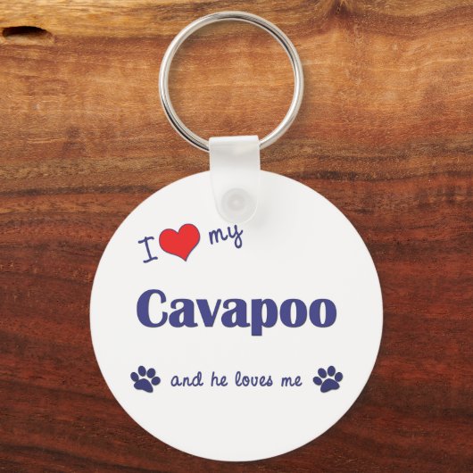 Ich Liebe mein Cavapoo (Männerhund) Schlüsselanhänger (Vorderseite)