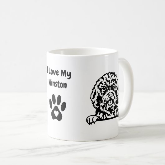 Ich Liebe mein CAVAPOO | Name & Paw Print Coffee T Kaffeetasse (VorderseiteRechts)