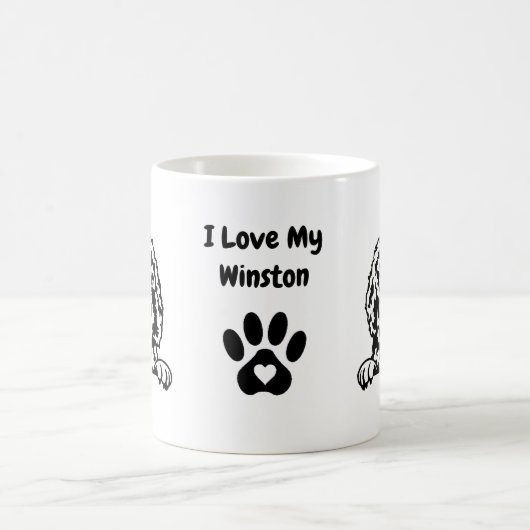 Ich Liebe mein CAVAPOO | Name & Paw Print Coffee T Kaffeetasse (Mittel)