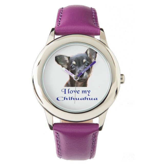 Ich Liebe mein Chihuahua Armbanduhr (Vorderseite)