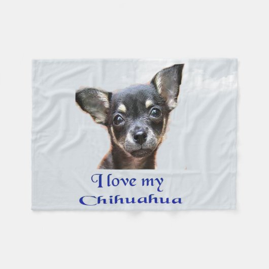 Ich Liebe mein Chihuahua Fleecedecke (Vorderseite (Horizontal))