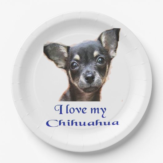 Ich Liebe mein Chihuahua Pappteller (Vorderseite)