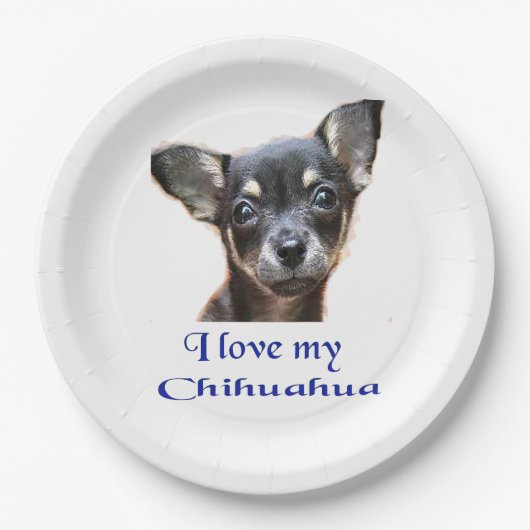 Ich Liebe mein Chihuahua Pappteller (Vorderseite)