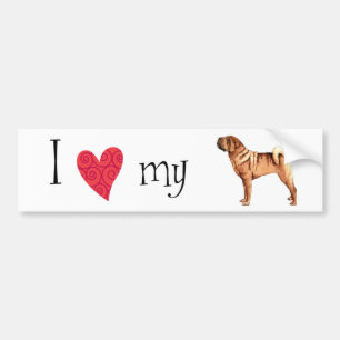 Ich Liebe mein chinesisches Shar-Pei Autoaufkleber