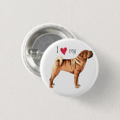 Ich Liebe mein chinesisches Shar-Pei Button (Vorne & Hinten)