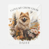 Ich Liebe mein Chow Chow Blumenportrait Fleecedecke (Vorderseite)