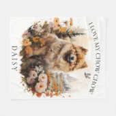 Ich Liebe mein Chow Chow Blumenportrait Fleecedecke (Vorderseite (Horizontal))