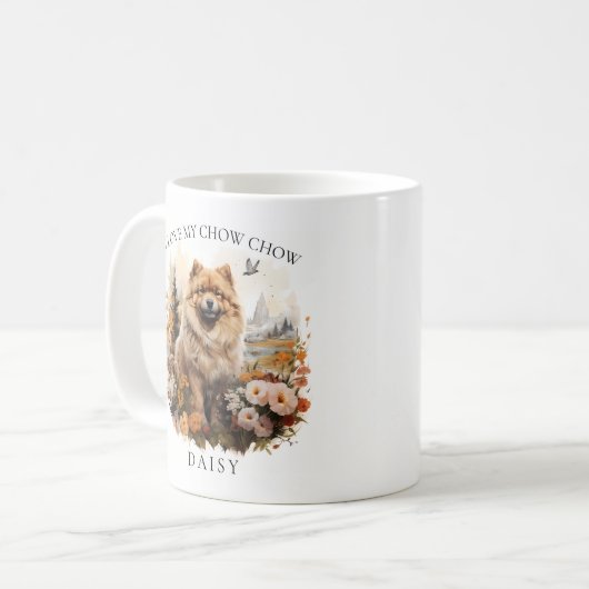 Ich Liebe mein Chow Chow Blumenportrait Kaffeetasse (Vorderseite Links)