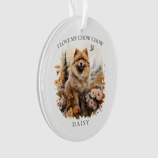 Ich Liebe mein Chow Chow Blumenportrait Ornament (Vorderseite)