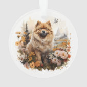 Ich Liebe mein Chow Chow Blumenportrait Ornament (Rückseite)