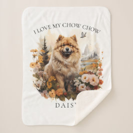 Ich Liebe mein Chow Chow Blumenportrait Sherpadecke