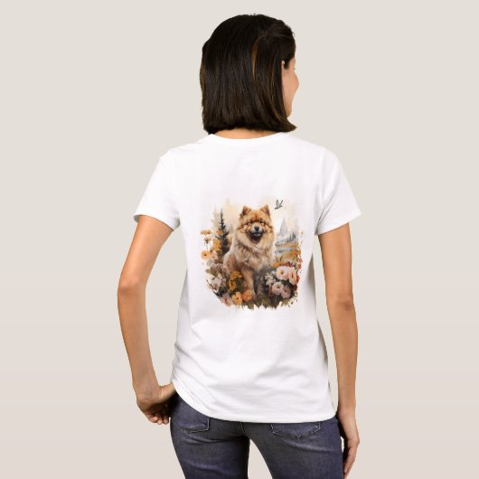 Ich Liebe mein Chow Chow Blumenportrait T-Shirt (Schwarz voll)