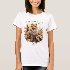 Ich Liebe mein Chow Chow Blumenportrait T-Shirt