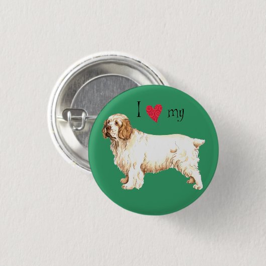Ich Liebe mein Clumber Spaniel Button (Vorne & Hinten)
