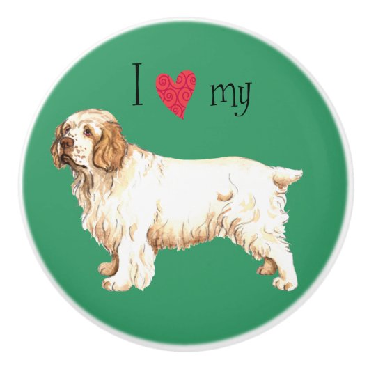 Ich Liebe mein Clumber Spaniel Keramikknauf (Vorderseite)