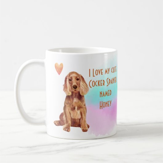 Ich Liebe mein Cocker Spaniel Custom Cartoon Dog Kaffeetasse (Links)