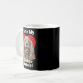 Ich Liebe mein Cocker Spanisch Welpen Hund Kaffeetasse (Vorderseite Links)