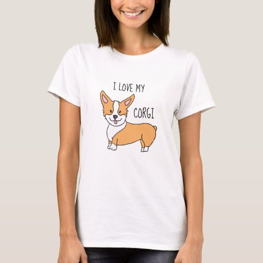 Ich Liebe Mein Corgi Dog Cartoon T-Shirt (Vorderseite)