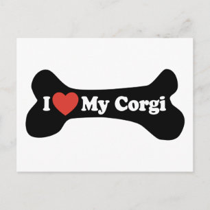Ich Liebe mein Corgi - Hundeknochen Postkarte