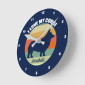 Ich Liebe Mein Corgi Niedlich Personalisiert Sunse Runde Wanduhr (Winkel)