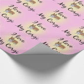 Ich Liebe mein Corgi Pink Geschenkpapier (Ecke)
