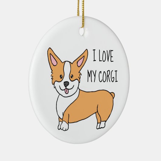 Ich Liebe Mein Corgi Weihnachten Keramik Ornament (Rechts)