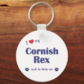Ich Liebe mein Cornish Rex (Männerkatze) Schlüsselanhänger (Vorderseite)
