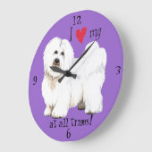 Ich Liebe mein Coton de Tulear Große Wanduhr (Winkel)