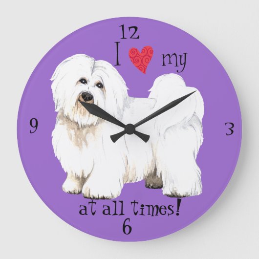 Ich Liebe mein Coton de Tulear Große Wanduhr (Vorderseite)
