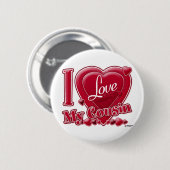 Ich Liebe Mein Cousin rot - Herz Button (Vorne & Hinten)