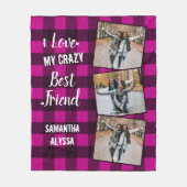 Ich Liebe mein Crazy Best Friend Pink Kariert 3 Fo Fleecedecke (Vorderseite)