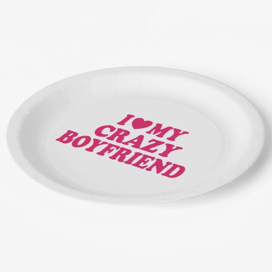 Ich Liebe mein Crazy Boyfriend Pappteller (Schrägansicht)