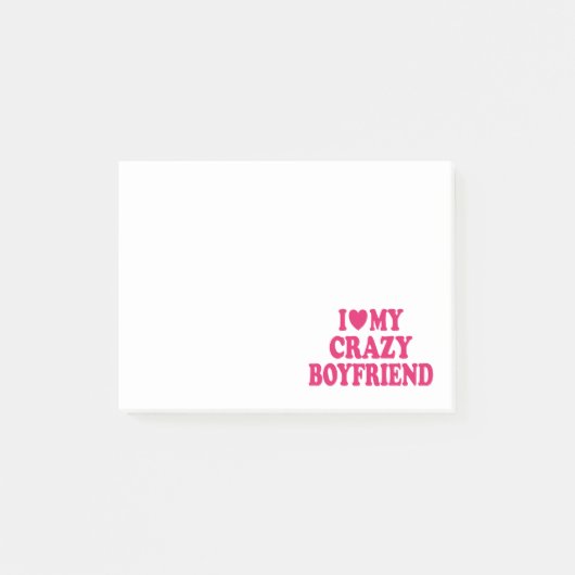 Ich Liebe mein Crazy Boyfriend Post-it Klebezettel (Vorderseite)