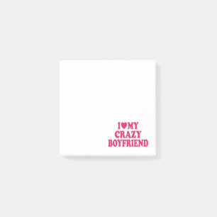 Ich Liebe mein Crazy Boyfriend Post-it Klebezettel