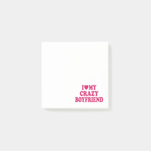 Ich Liebe mein Crazy Boyfriend Post-it Klebezettel (Vorderseite)