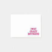 Ich Liebe mein Crazy Boyfriend Post-it Klebezettel (Vorderseite)