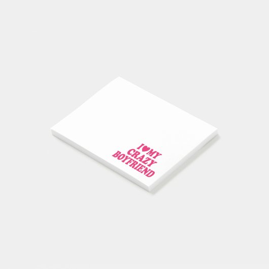 Ich Liebe mein Crazy Boyfriend Post-it Klebezettel (angewinkelt)