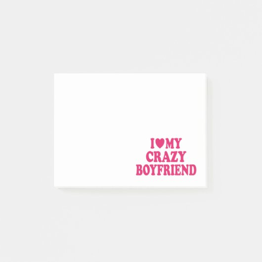 Ich Liebe mein Crazy Boyfriend Post-it Klebezettel (Vorderseite)