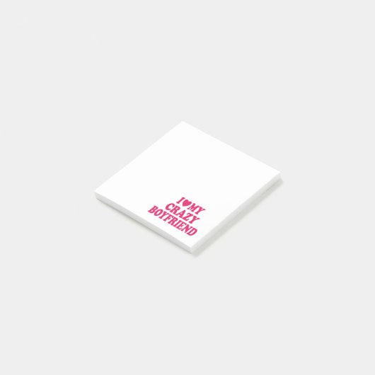 Ich Liebe mein Crazy Boyfriend Post-it Klebezettel (angewinkelt)