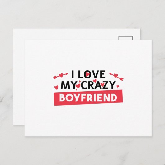 Ich Liebe mein Crazy Boyfriend Postkarte (Vorne/Hinten)