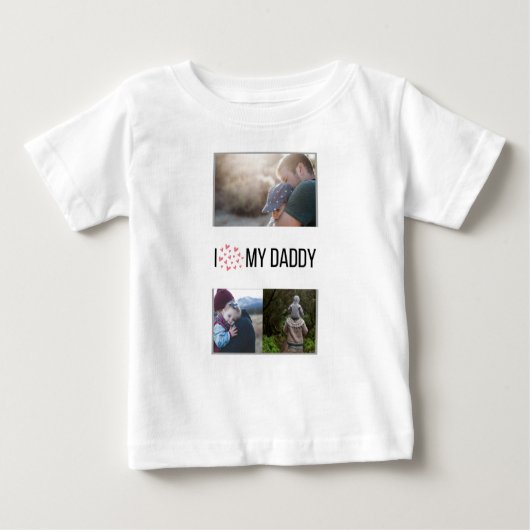 ICH LIEBE MEIN DADDY BABY SCHLIESSEN CUSTOM-FOTO BABY T-SHIRT (Vorderseite)