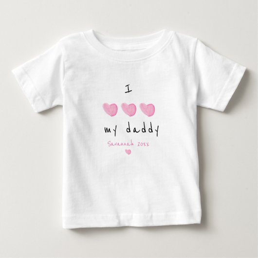 Ich Liebe mein Daddy Pink Herz Custom Baby T-shirt (Vorderseite)