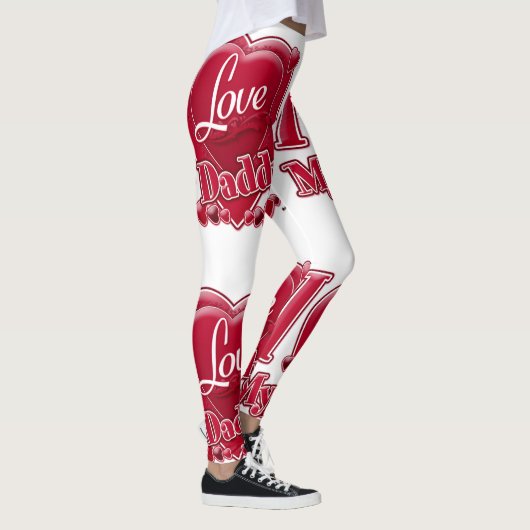 Ich Liebe mein Daddy Red Hearts Leggings (Rechts)
