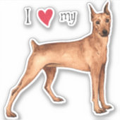 Ich Liebe mein Deutscher Pinscher Vinyl Sticker (Vorderseite)