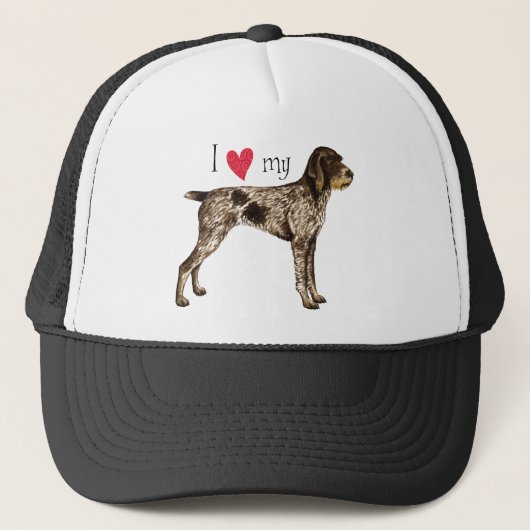 Ich Liebe mein deutsches Drahthaar Pointer Truckerkappe (Vorderseite)