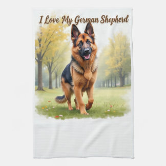Ich liebe mein deutsches Schäferhund-Küchenhandtuc Geschirrtuch