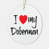 Ich Liebe Mein Doberman Keramikornament (Links)