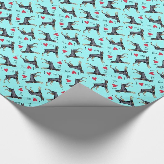 Ich Liebe mein Doberman Pinscher Geschenkpapier (Ecke)